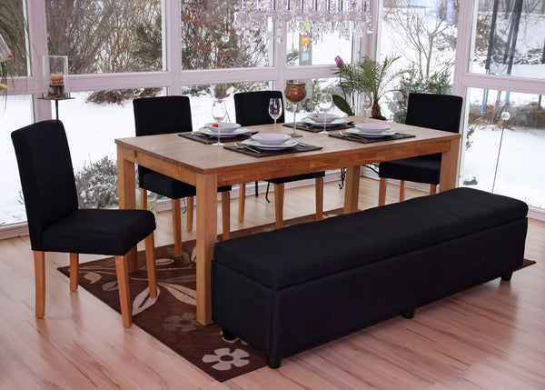 Sitzbank Truhe Kriens XXL Textil 180x45x45cm ~ grau
