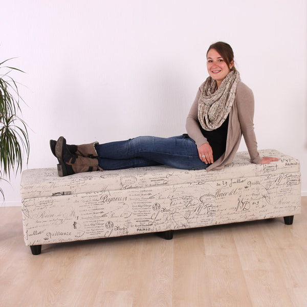 Sitzbank Truhe Kriens XXL Textil 180x45x45cm ~ grau