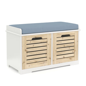 Sitzbank mit 2 Staufächer KAMILA 71 x 34 x 43 cm weiss/hellbraun