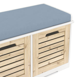 Sitzbank mit 2 Staufächer KAMILA 71 x 34 x 43 cm weiss/hellbraun