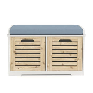 Sitzbank mit 2 Staufächer KAMILA 71 x 34 x 43 cm weiss/hellbraun
