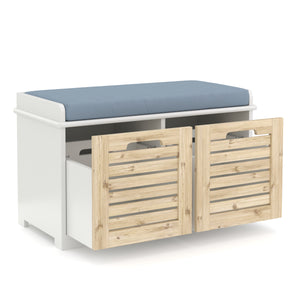 Sitzbank mit 2 Staufächer KAMILA 71 x 34 x 43 cm weiss/hellbraun