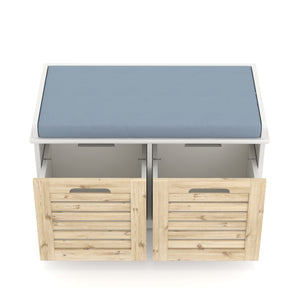 Sitzbank mit 2 Staufächer KAMILA 71 x 34 x 43 cm weiss/hellbraun