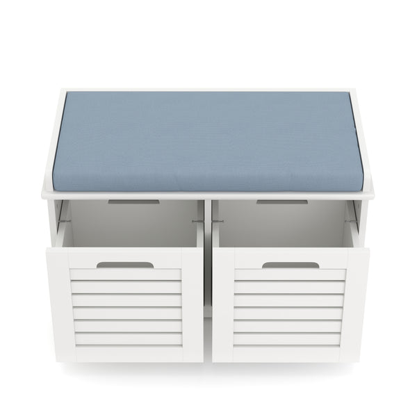 Sitzbank mit 2 Staufächer KAMILA 71 x 34 x 43 cm weiss