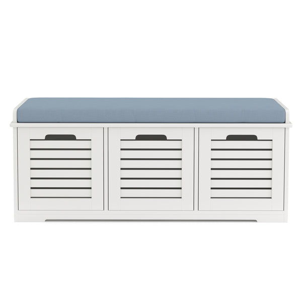 Sitzbank mit 3 Staufächer KAMILA 105 x 34 x 43 cm weiss