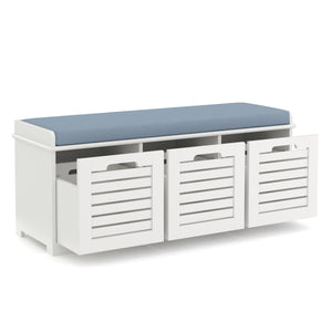 Sitzbank mit 3 Staufächer KAMILA 105 x 34 x 43 cm weiss