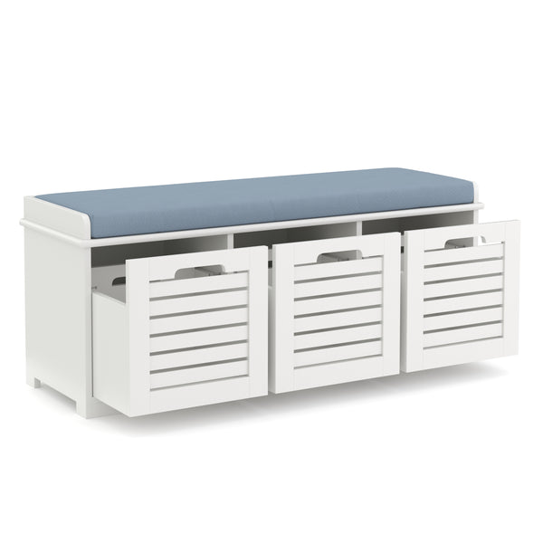 Sitzbank mit 3 Staufächer KAMILA 105 x 34 x 43 cm weiss