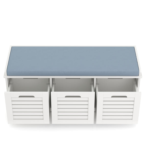 Sitzbank mit 3 Staufächer KAMILA 105 x 34 x 43 cm weiss