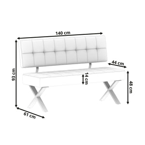Sitzbank mit Rückenlehne APOLLO 140 cm grau