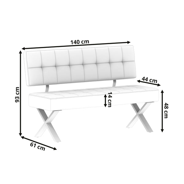 Sitzbank mit Rückenlehne APOLLO 140 cm grau