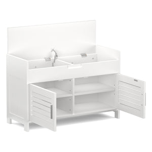 Sitzbank mit Stauraum 90 x 33 x 50 cm weiss