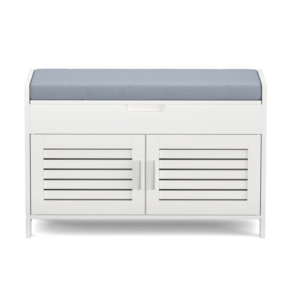 Sitzbank mit Stauraum 90 x 33 x 50 cm weiss