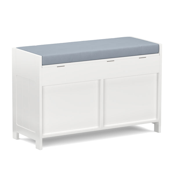 Sitzbank mit Stauraum 90 x 33 x 50 cm weiss