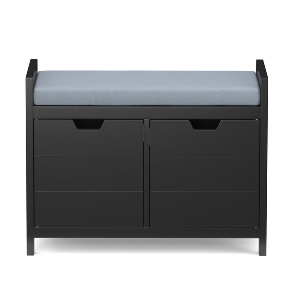 Sitzbank mit Stauraum 91 x 30 x 50 cm schwarz