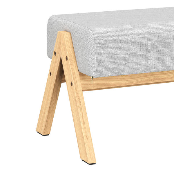 Sitzhocker Holz 40 x 28 x 30 cm natur/hellgrau