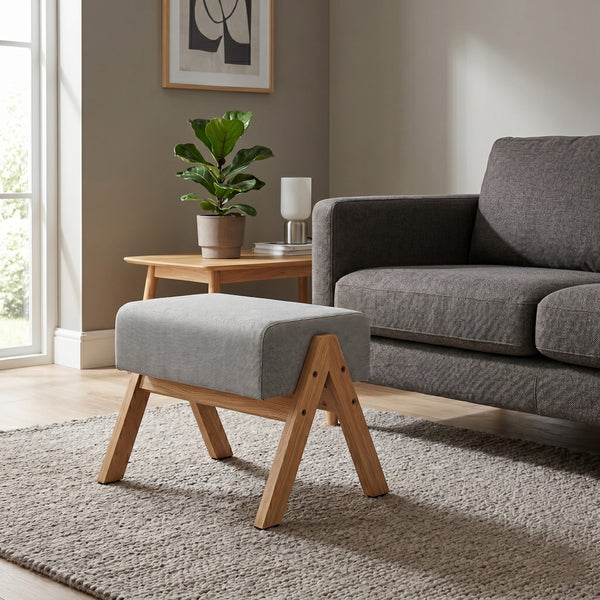 Sitzhocker Holz 40 x 28 x 30 cm natur/hellgrau