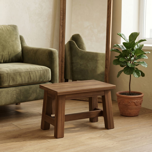Sitzhocker Holz 30 x 20 x 21 cm 2er Set natur