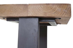 Sitzhocker Industrie Tanne Stahl rustikal massiv 48x36x32cm