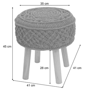 Sitzhocker Strickhocker 45x41cm rund Makramee/Strick dunkelgrau