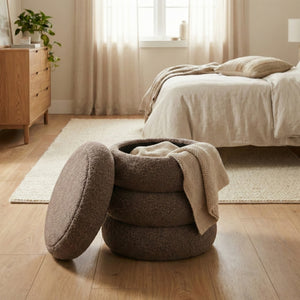 Sitzhocker Teddy JIM mit Stauraum 42 x 45 cm braun