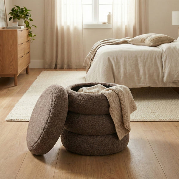 Sitzhocker Teddy JIM mit Stauraum 42 x 45 cm braun