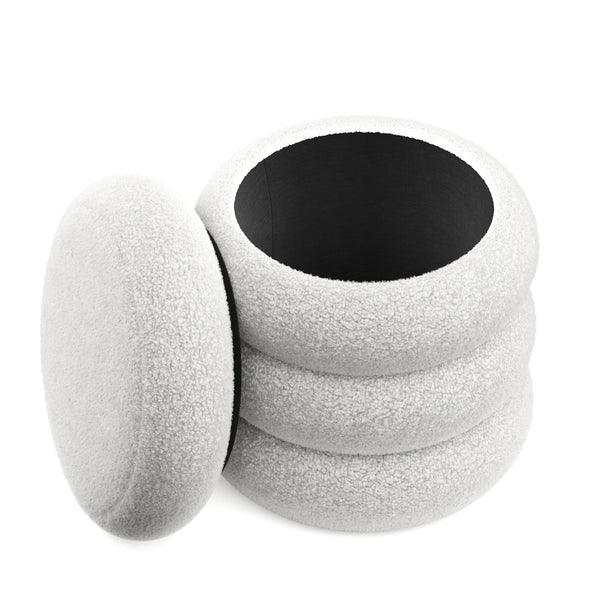 Sitzhocker Teddy JIM mit Stauraum 42 x 45 cm weiss
