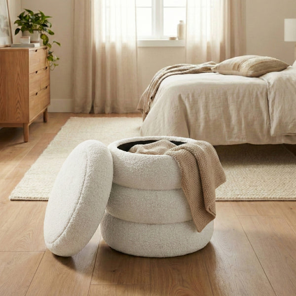 Sitzhocker Teddy JIM mit Stauraum 42 x 45 cm weiss