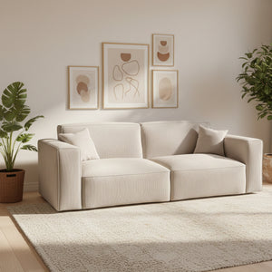Sofa Cord GINNY 3-Sitzer Creme