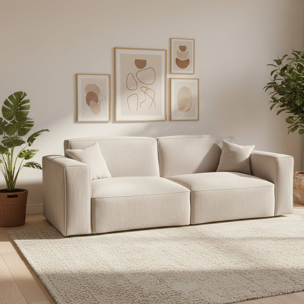 Sofa Cord GINNY 3-Sitzer Creme