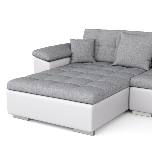 Ecksofa """"ARIA"""", weiss/grau, links