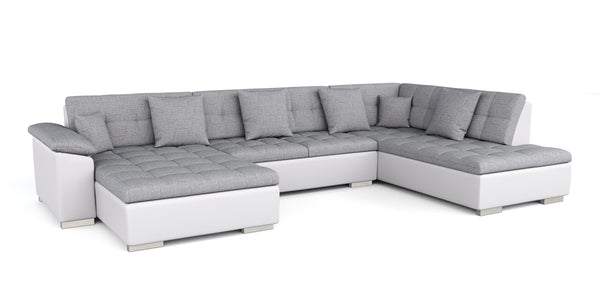Ecksofa """"ARIA"""", weiss/grau, links