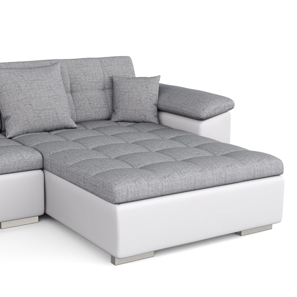 Ecksofa """"ARIA"""", weiss/grau, rechts