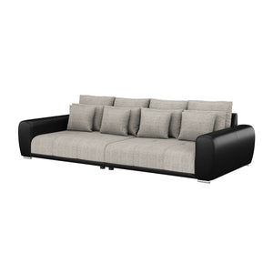 Sofa Leder SAM grau/schwarz
