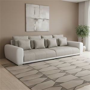 Sofa Leder SAM grau/weiss