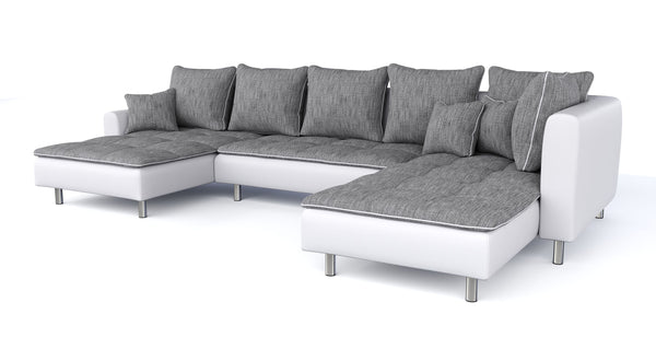 Ecksofa ""VEGAS"", grau/weiss