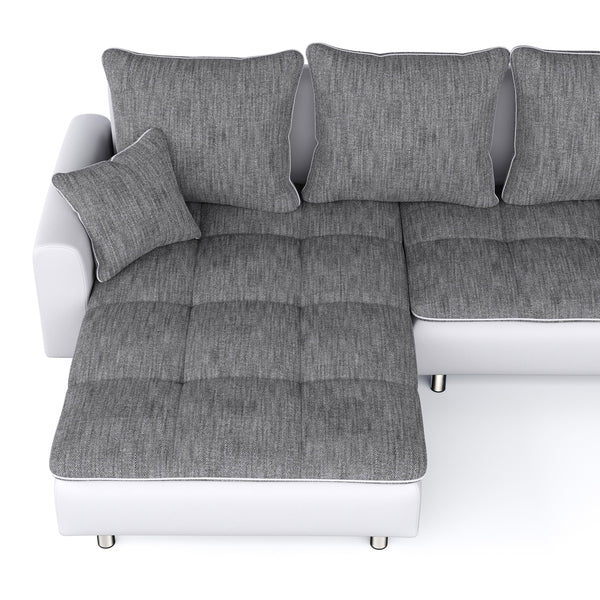 Ecksofa ""VEGAS"", grau/weiss