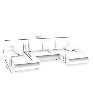 Sofa mit Schlaffunktion CARLOS II U-Form anthrazit/weiss