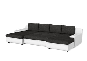 Sofa mit Schlaffunktion CARLOS II U-Form anthrazit/weiss