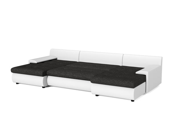 Sofa mit Schlaffunktion CARLOS II U-Form anthrazit/weiss