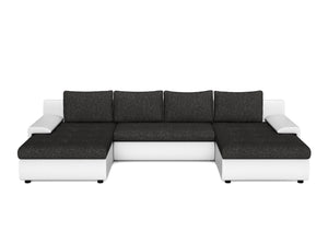 Sofa mit Schlaffunktion CARLOS II U-Form anthrazit/weiss