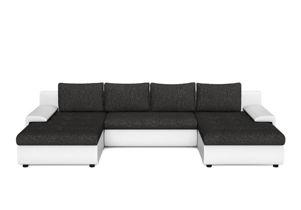 Sofa mit Schlaffunktion CARLOS II U-Form anthrazit/weiss