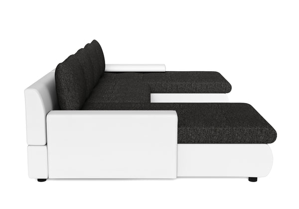 Sofa mit Schlaffunktion CARLOS II U-Form anthrazit/weiss