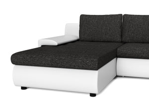 Sofa mit Schlaffunktion CARLOS II U-Form anthrazit/weiss