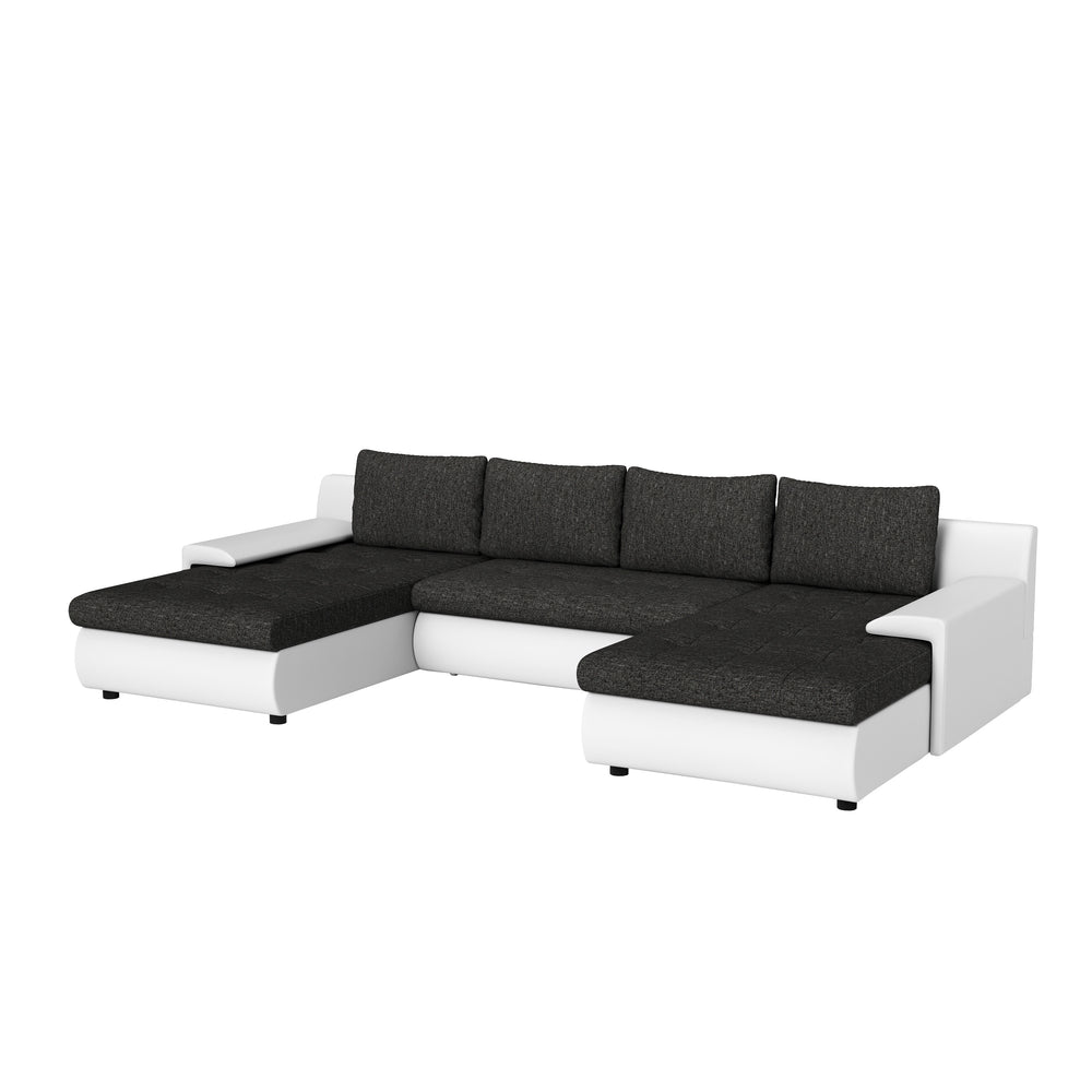 Divano con funzione letto CARLOS II a U antracite/bianco 