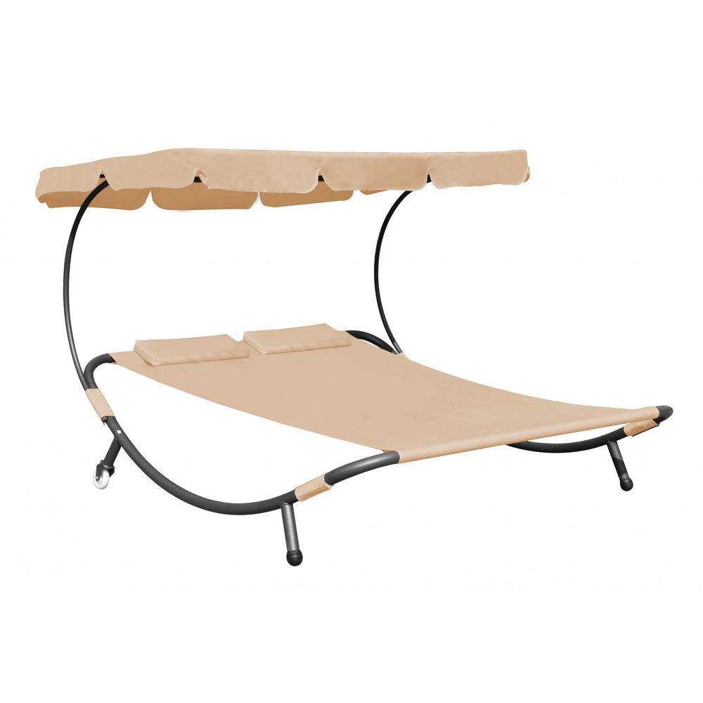 Lettino prendisole da giardino - 2 persone (beige)
