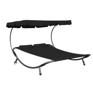 Sonnenliege Gartenliege - 2 Personen (schwarz)