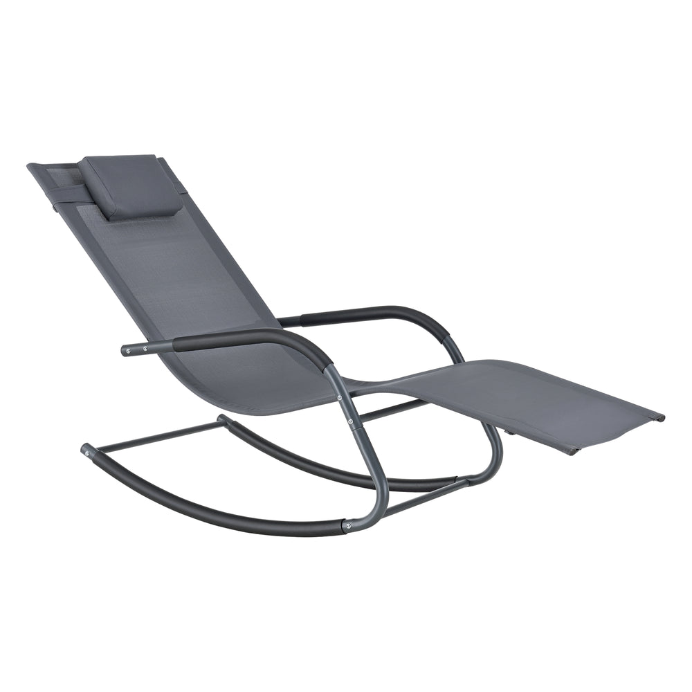 Lettino prendisole Caracena 147x63x89cm sdraio a dondolo grigio scuro