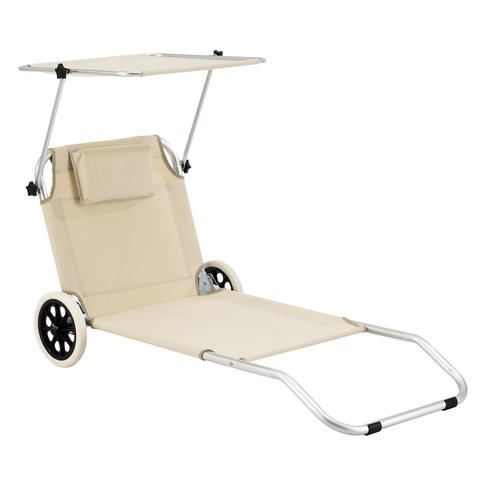 Lettino prendisole Lazkano con ruote, beige