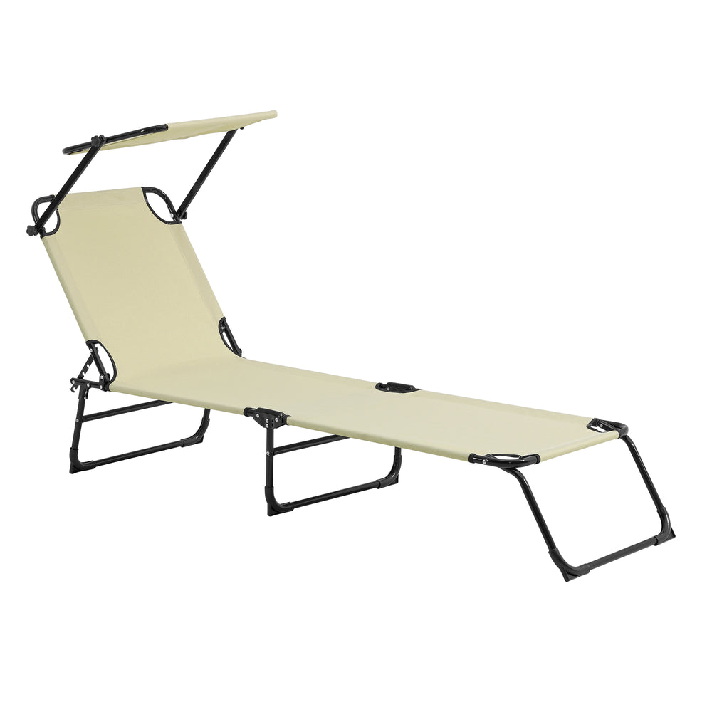 Lettino prendisole Lomeda con parasole 187x53x27cm Crema