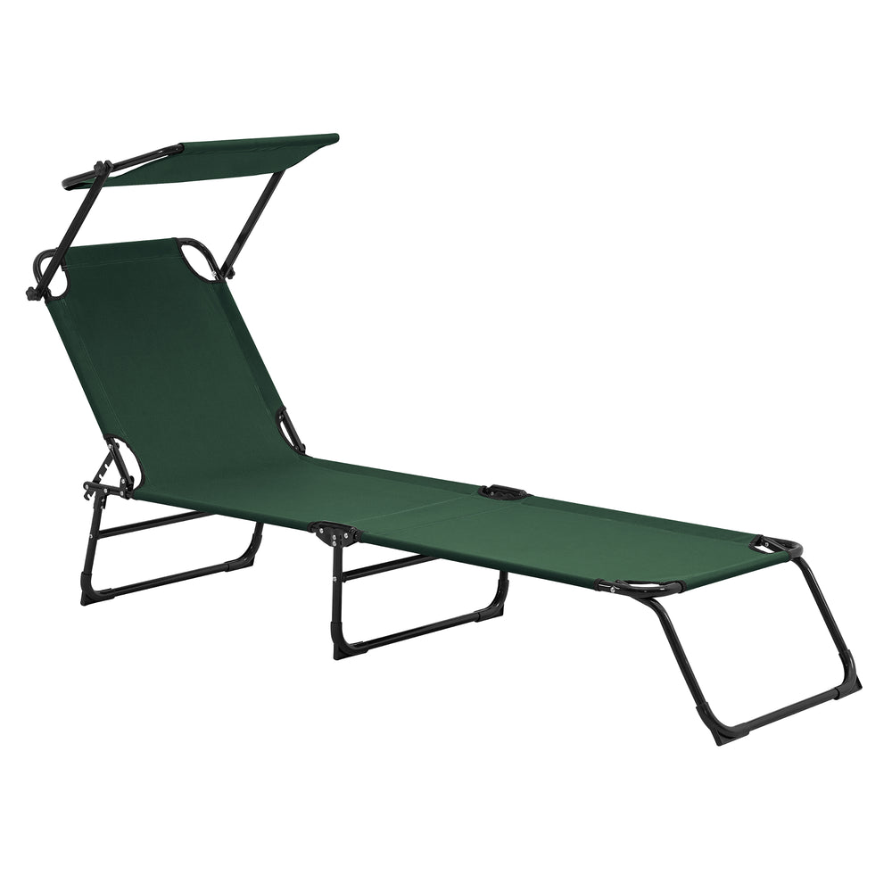 Lettino prendisole Lomeda con parasole 187x53x27cm Verde scuro